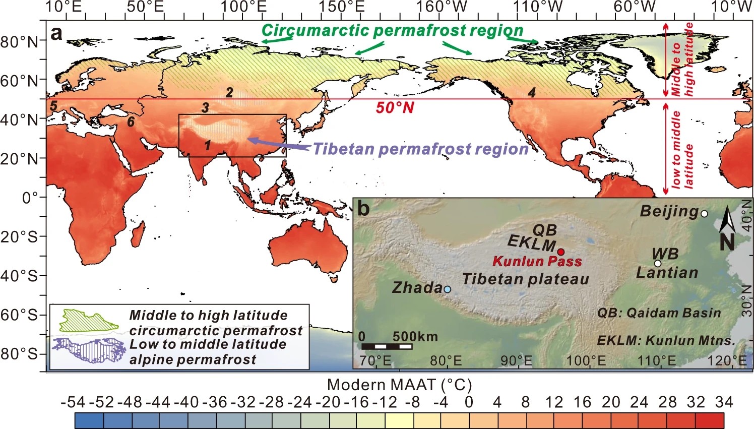 地球系统科学重点实验室参与定量评估上新世暖期气候下全球冻土区消融与碳排放